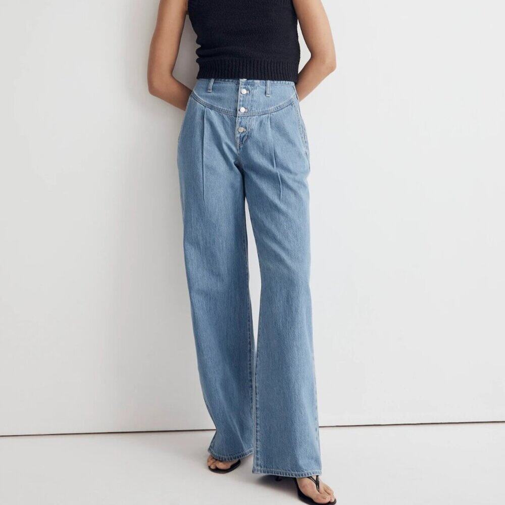 Madewell Super Wide-Leg Jeans Lockland Wash Size 27 - Picture 2 of 12